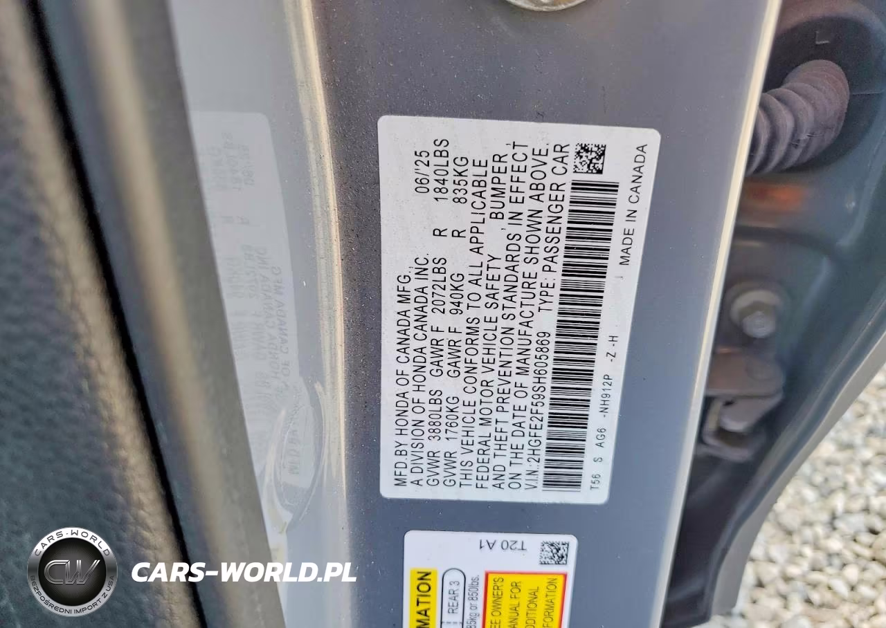 2025 Honda Civic Sport VIN:2HGFE2F59SH605869 - 12