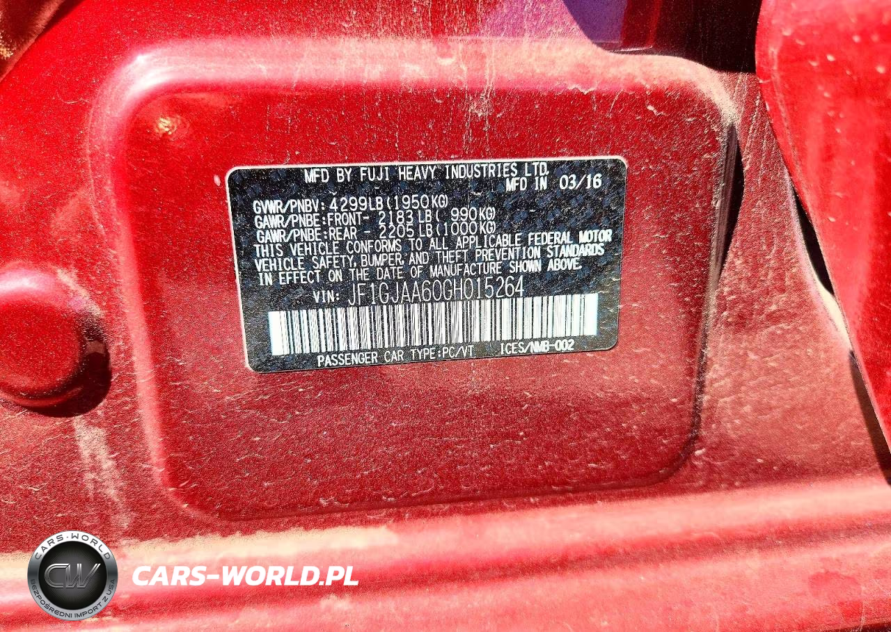 2016 Subaru Impreza VIN:JF1GJAA60GH015264 - 12