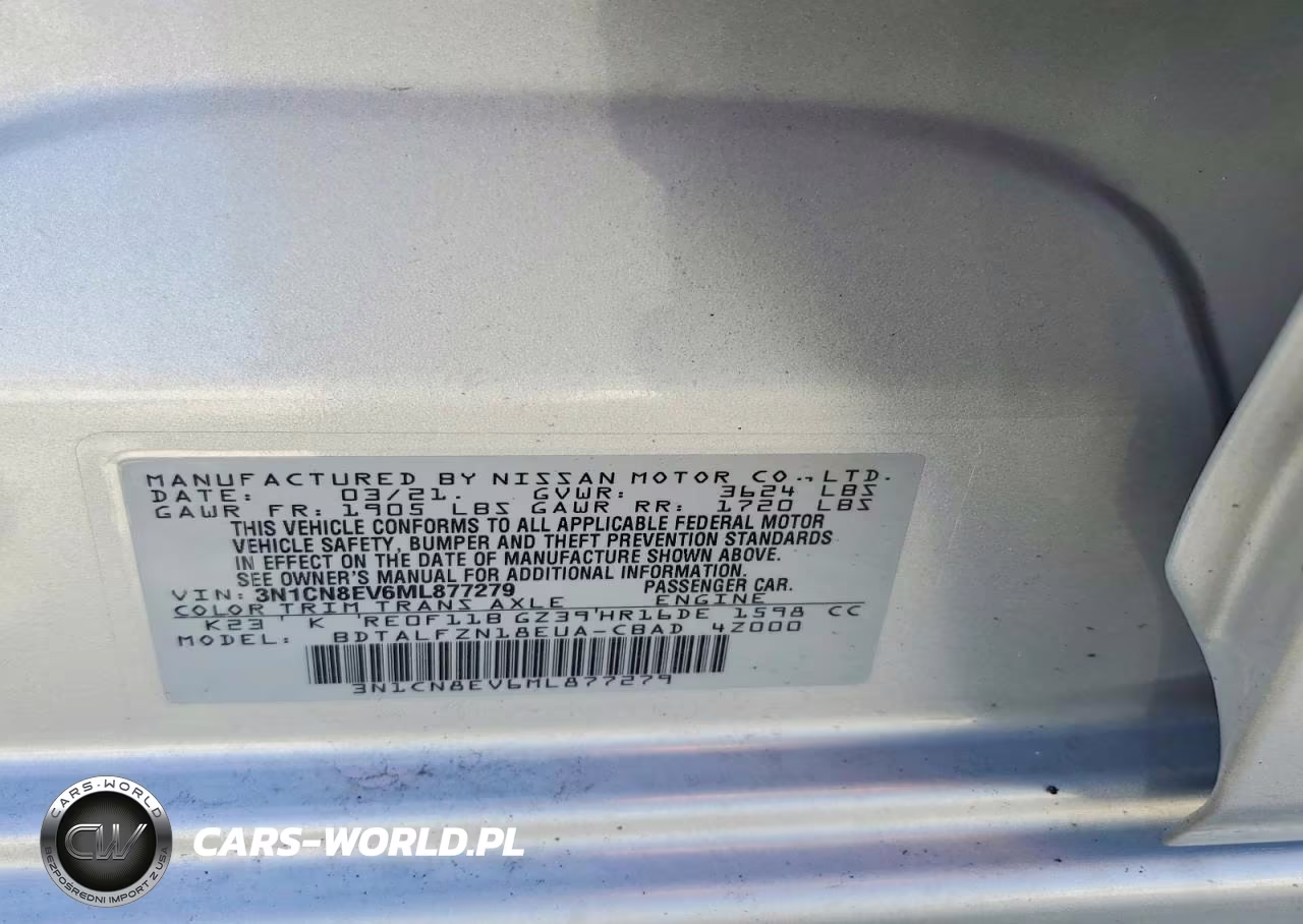 2021 Nissan Versa Sv VIN:3N1CN8EV6ML877279 - 12