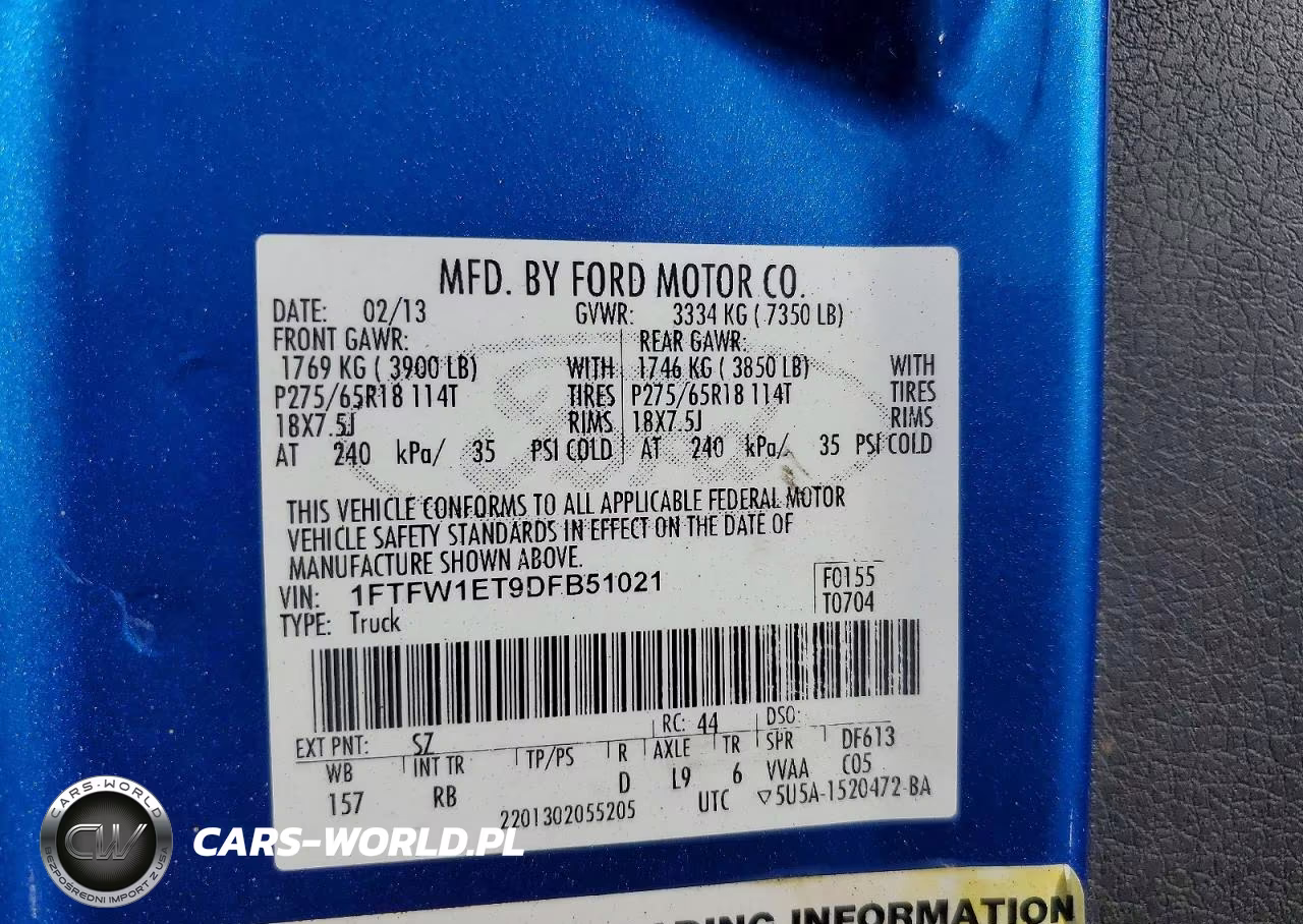 2013 Ford F150 Supercrew VIN:1FTFW1ET9DFB51021 - 13