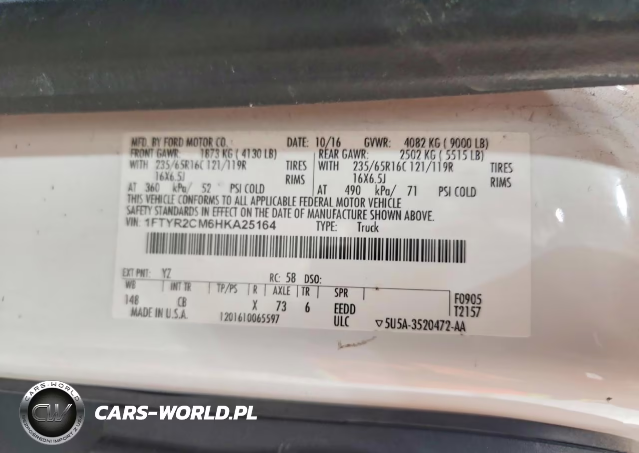 2017 Ford Transit T-250 VIN:1FTYR2CM6HKA25164 - 13