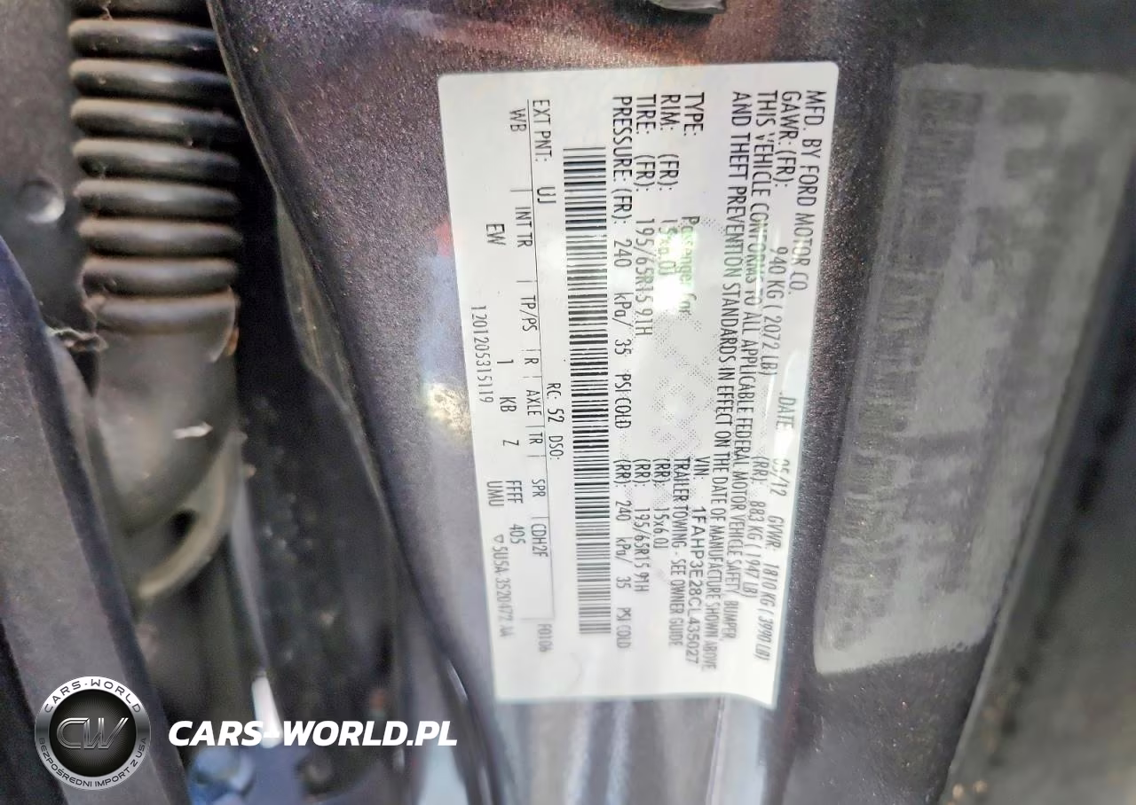 2012 Ford Focus S VIN:1FAHP3E28CL435027 - 12