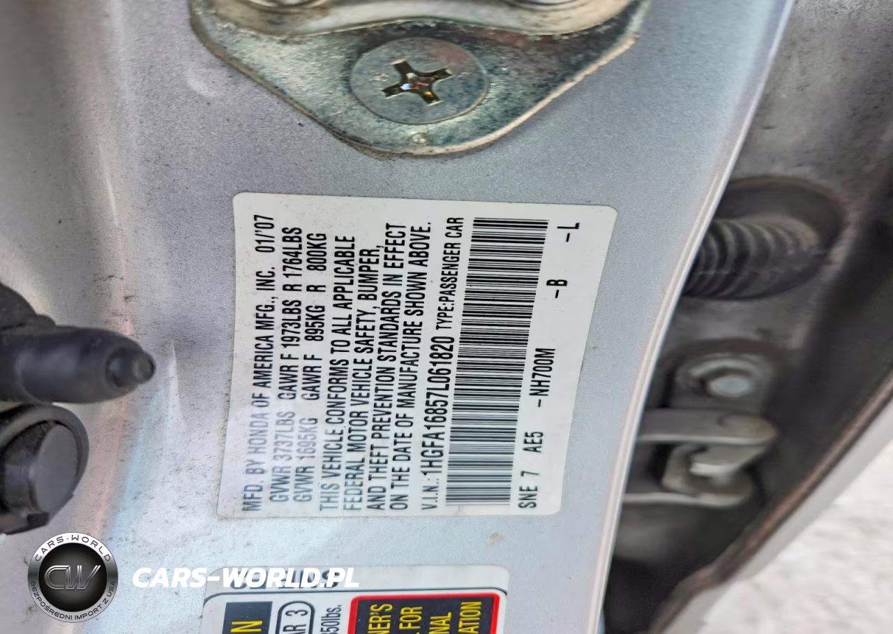 2007 Honda Civic Ex VIN:1HGFA16857L061820 - 12