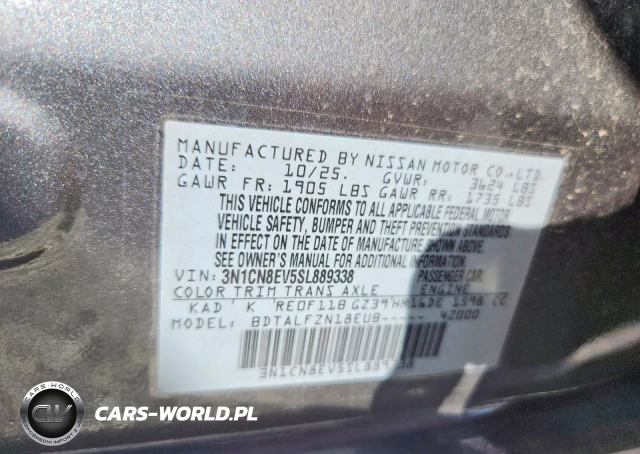 2025 Nissan Versa Sv VIN:3N1CN8EV5SL889338 - 13