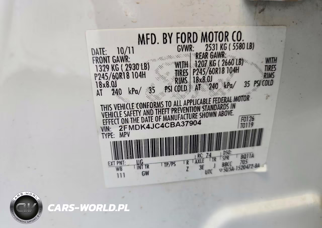 2012 Ford Edge Sel VIN:2FMDK4JC4CBA37904 - 13