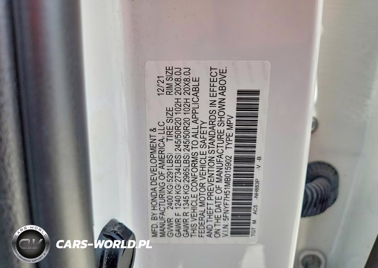 2021 Honda Passport Exl VIN:5FNYF7H51MB015902 - 13