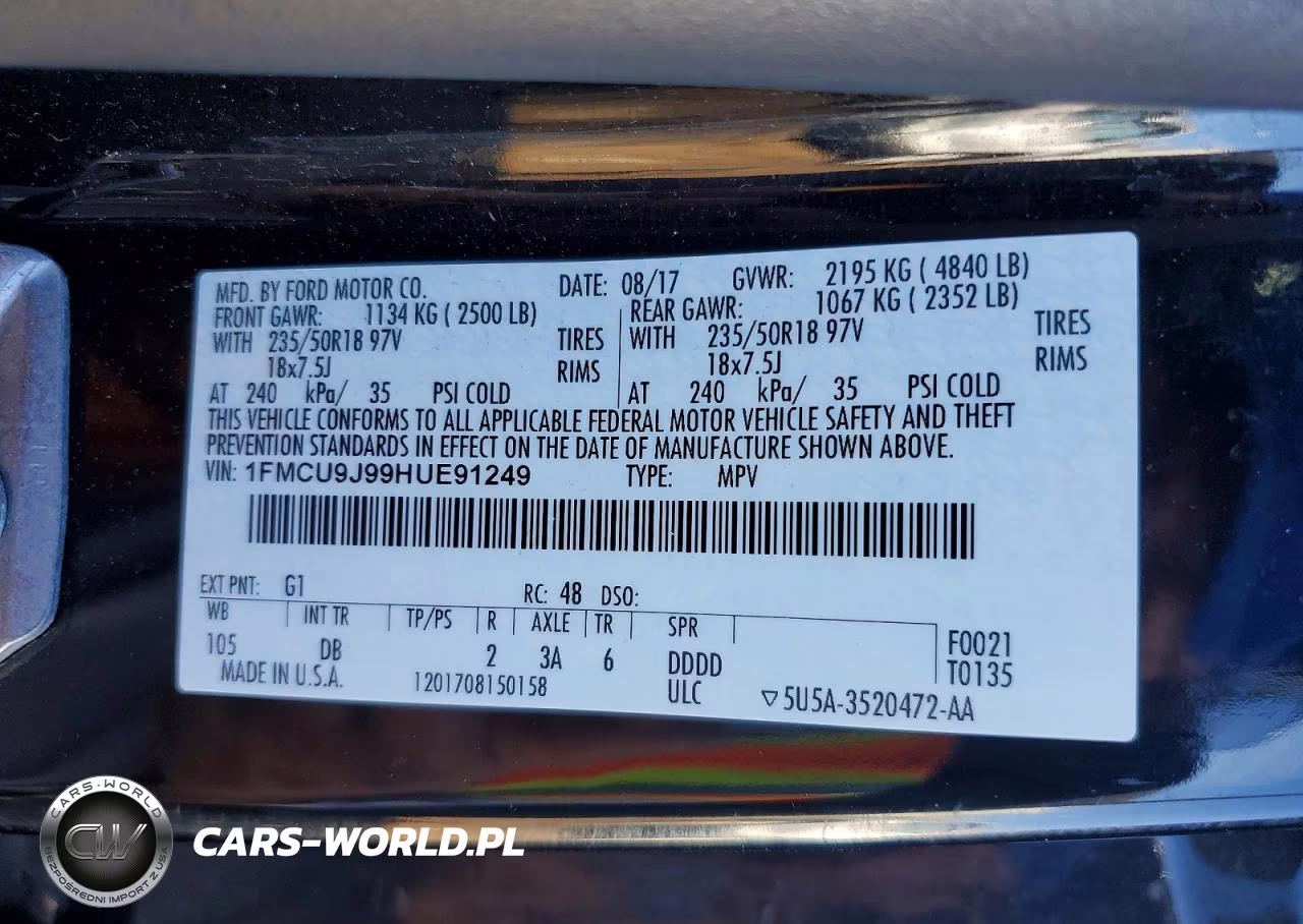 2017 Ford Escape Titanium VIN:1FMCU9J99HUE91249 - 13