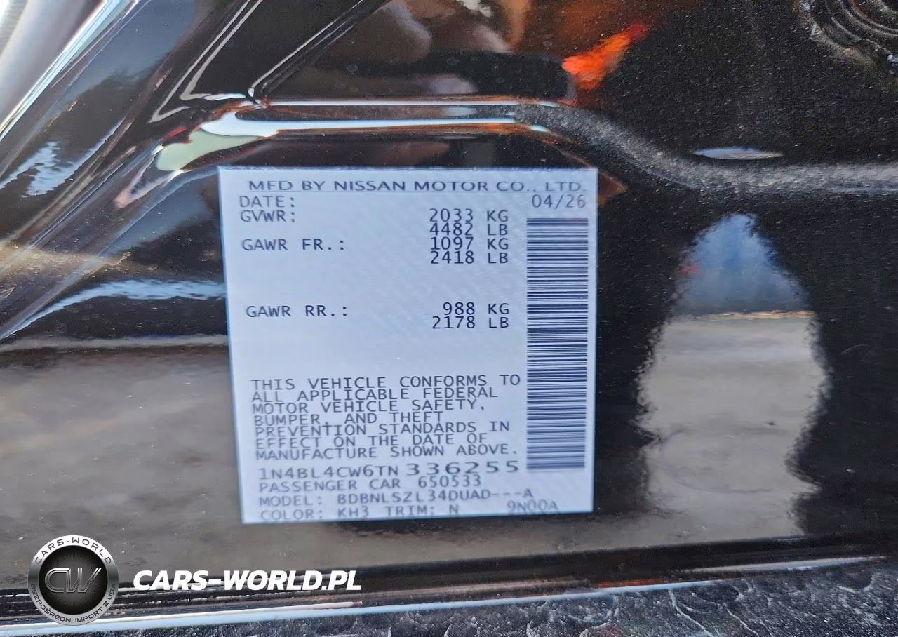2026 Nissan Altima Sr VIN:1N4BL4CW6TN336255 - 12