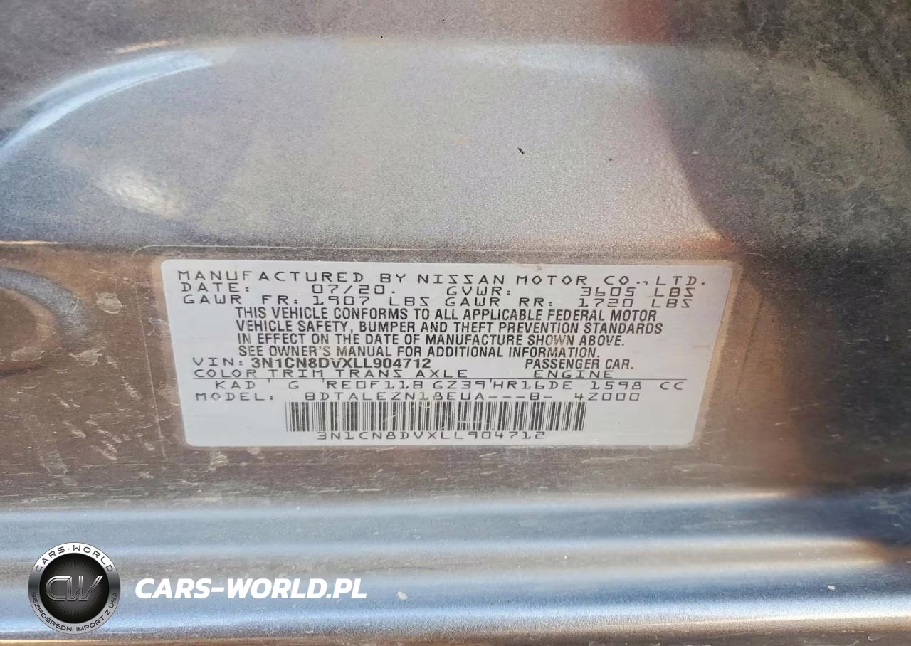 2020 Nissan Versa S VIN:3N1CN8DVXLL904712 - 12