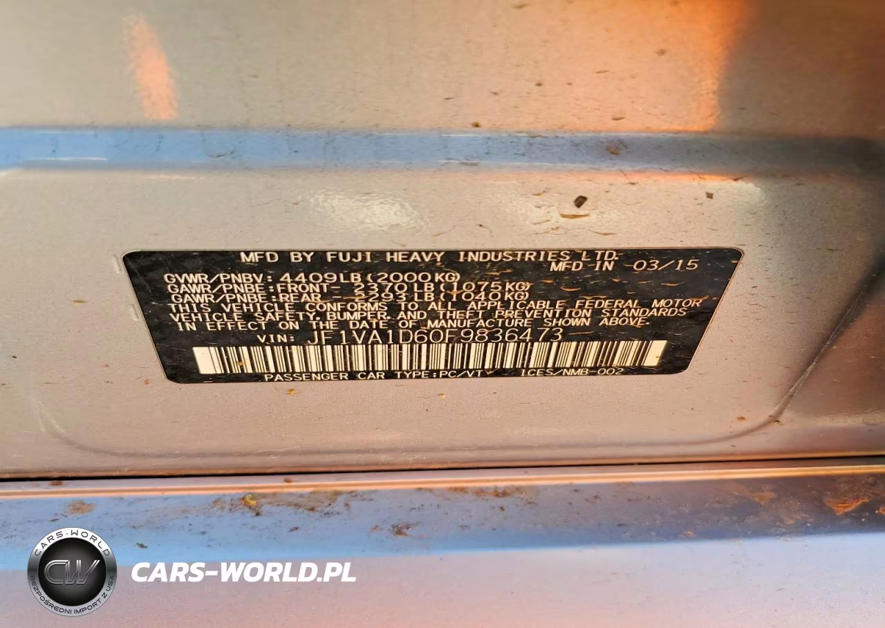 2015 Subaru Wrx Premium VIN:JF1VA1D60F9836473 - 12