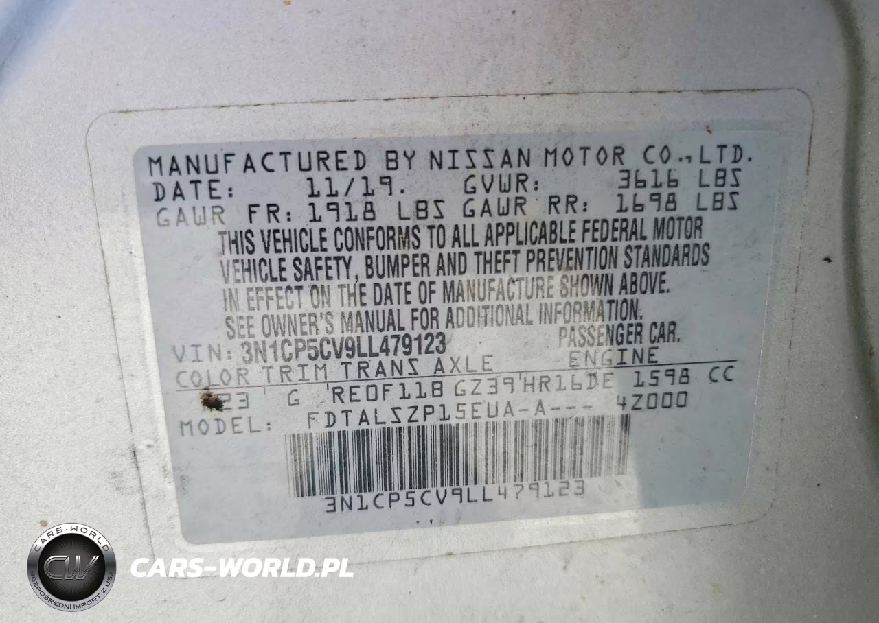 2020 Nissan Kicks Sv VIN:3N1CP5CV9LL479123 - 12