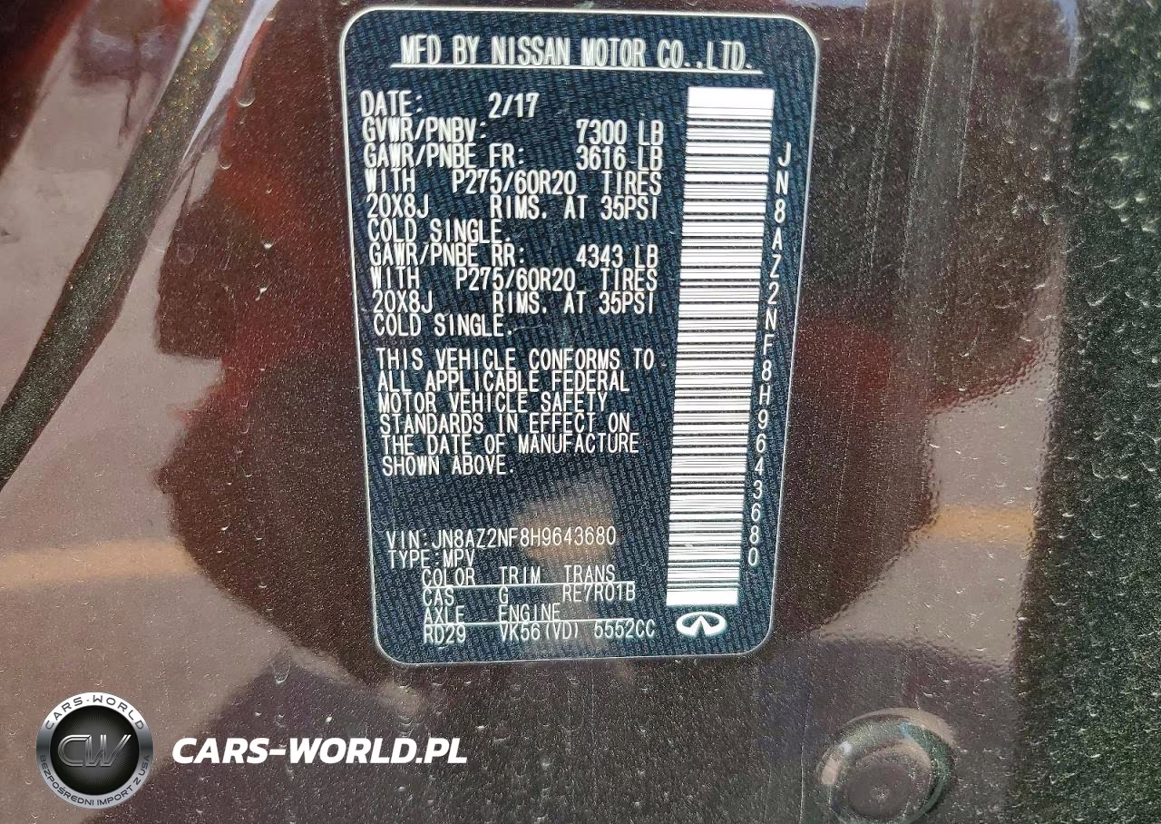 2017 Infiniti Qx80 Base VIN:JN8AZ2NF8H9643680 - 13