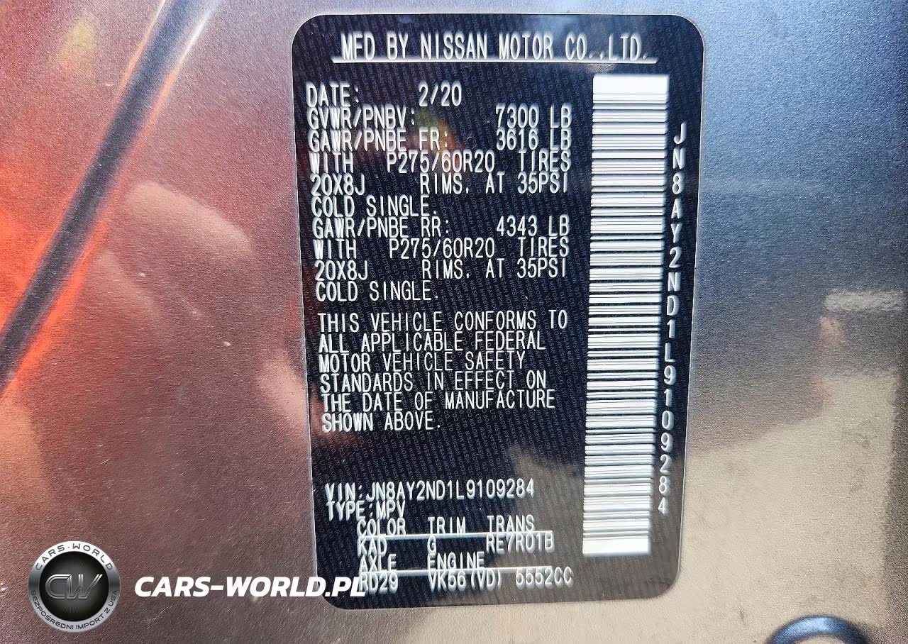 2020 Nissan Armada Sl VIN:JN8AY2ND1L9109284 - 13