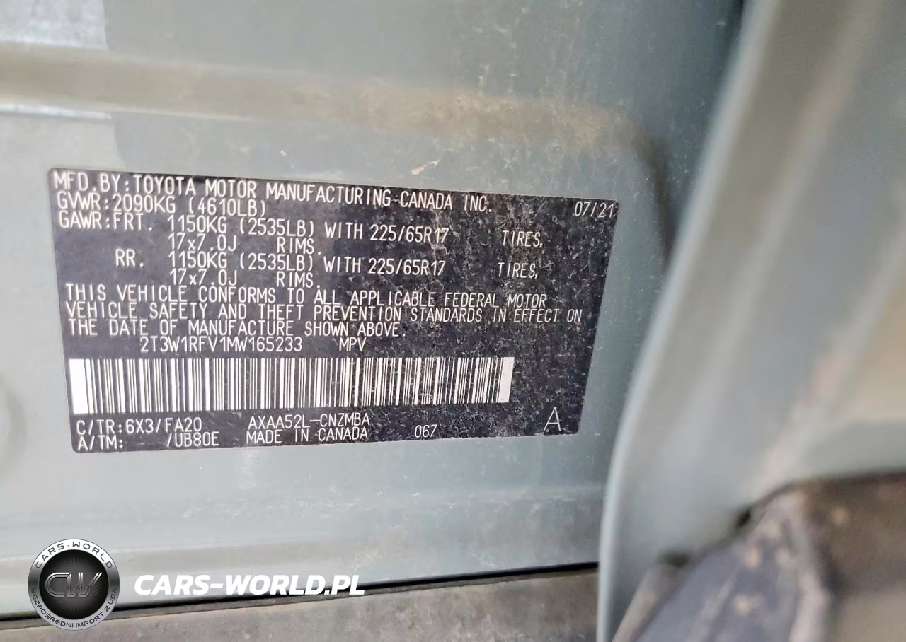 2021 Toyota Rav4 Xle VIN:2T3W1RFV1MW165233 - 13