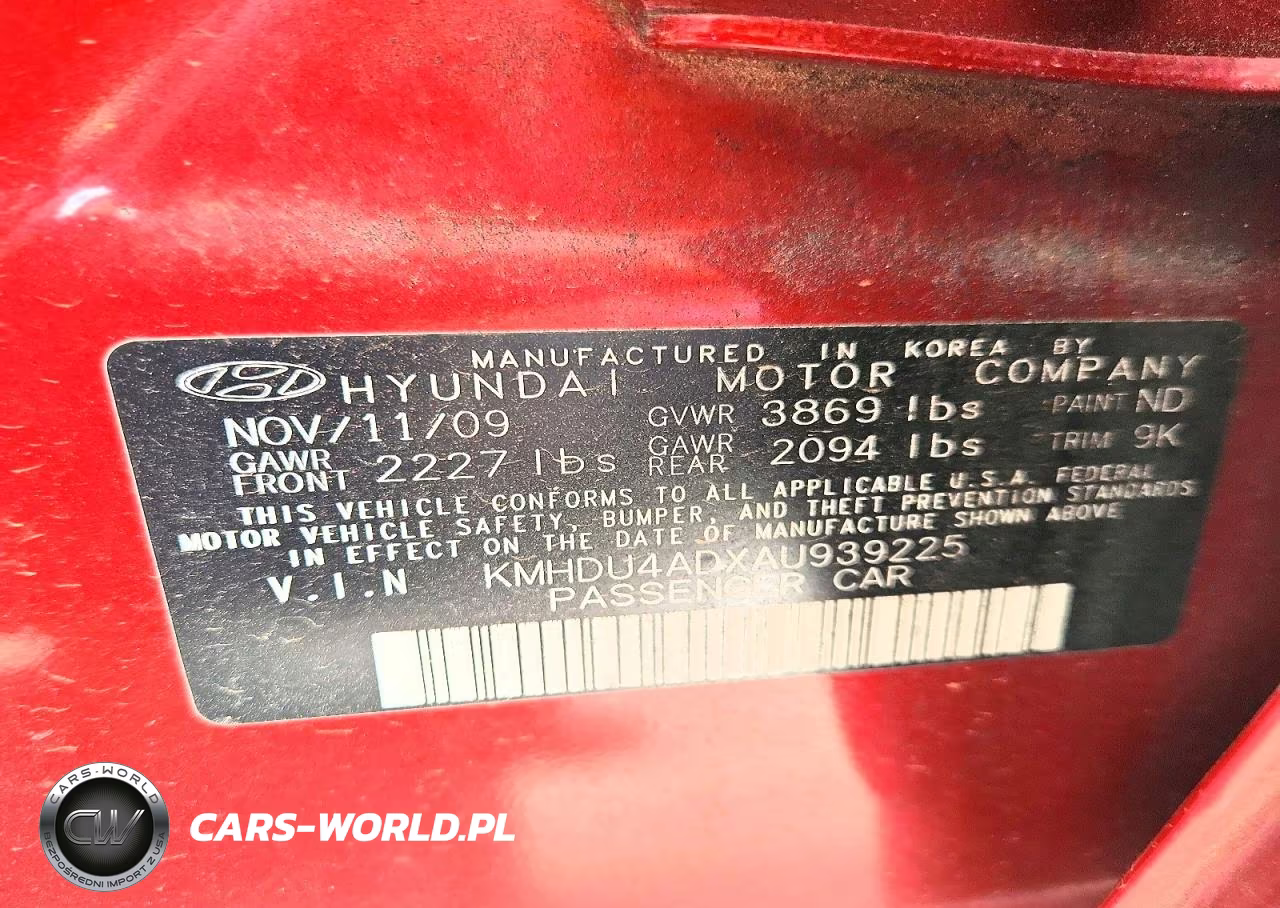 2010 Hyundai Elantra Gls VIN:KMHDU4ADXAU939225 - 12