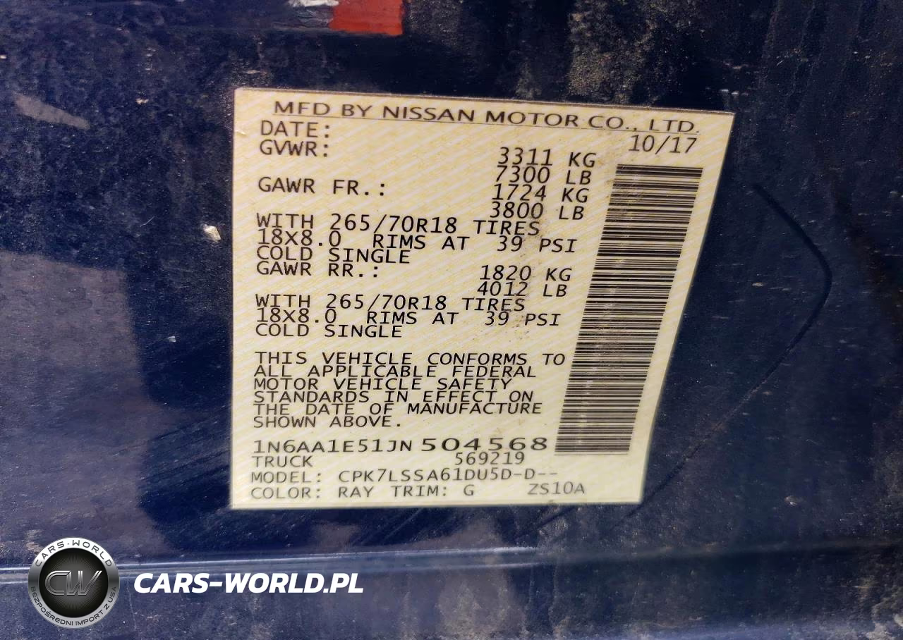 2018 Nissan Titan Sv VIN:1N6AA1E51JN504568 - 12
