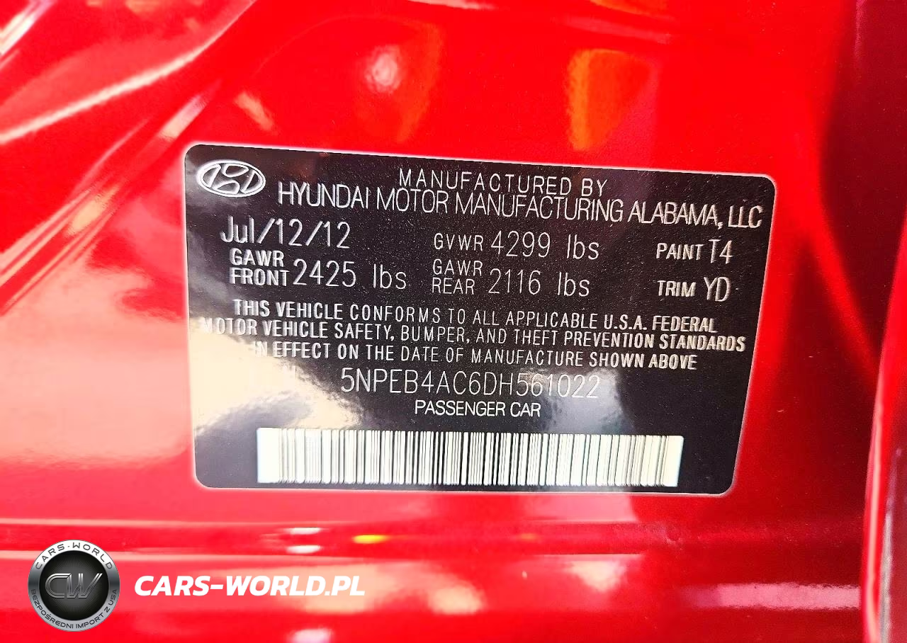 2013 Hyundai Sonata Gls VIN:5NPEB4AC6DH561022 - 12