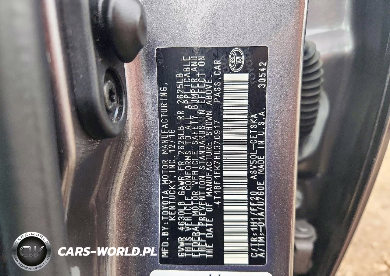 2017 Toyota Camry Se VIN:4T1BF1FK7HU370917 - 12