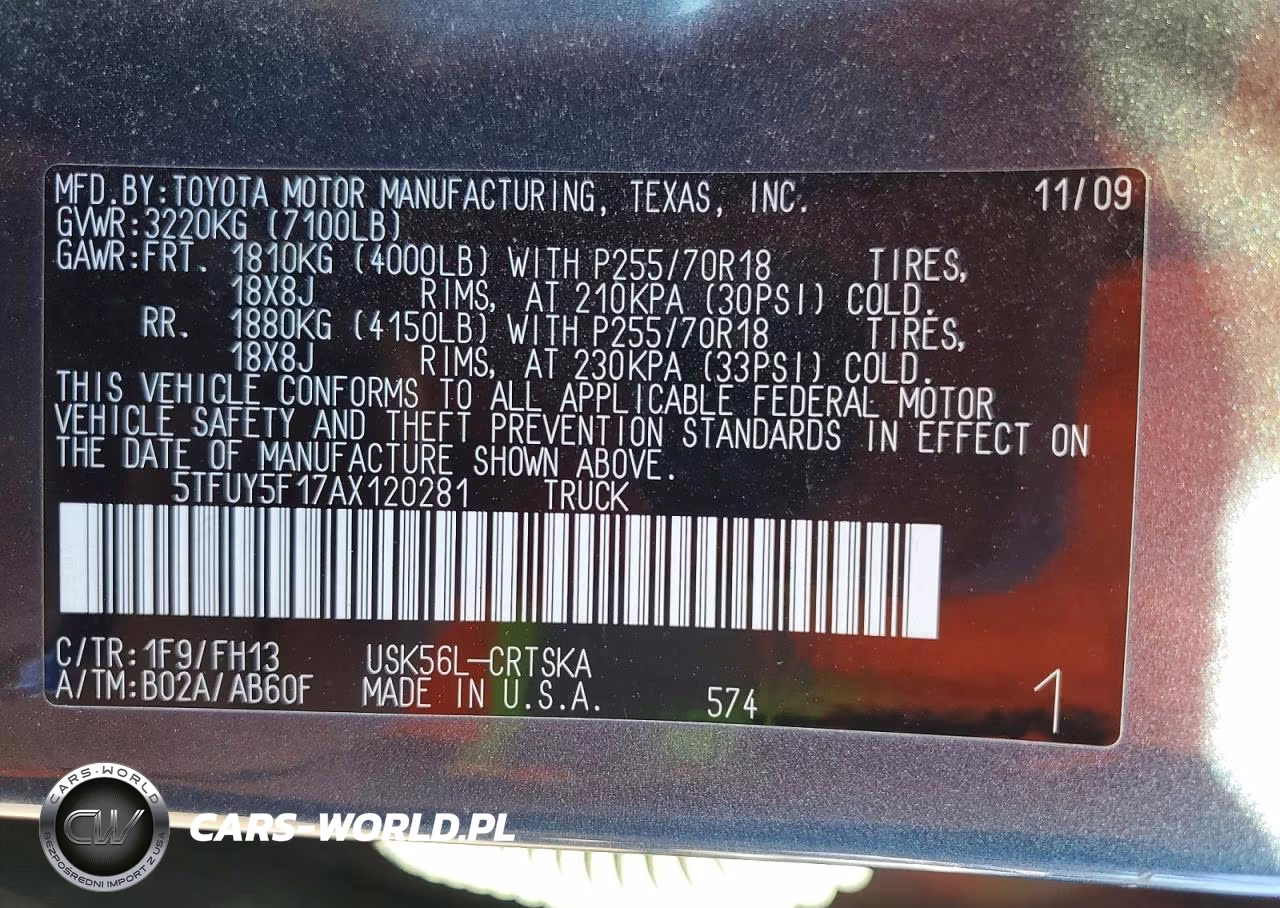 2010 Toyota Tundra Double Cab Sr5 VIN:5TFUY5F17AX120281 - 12
