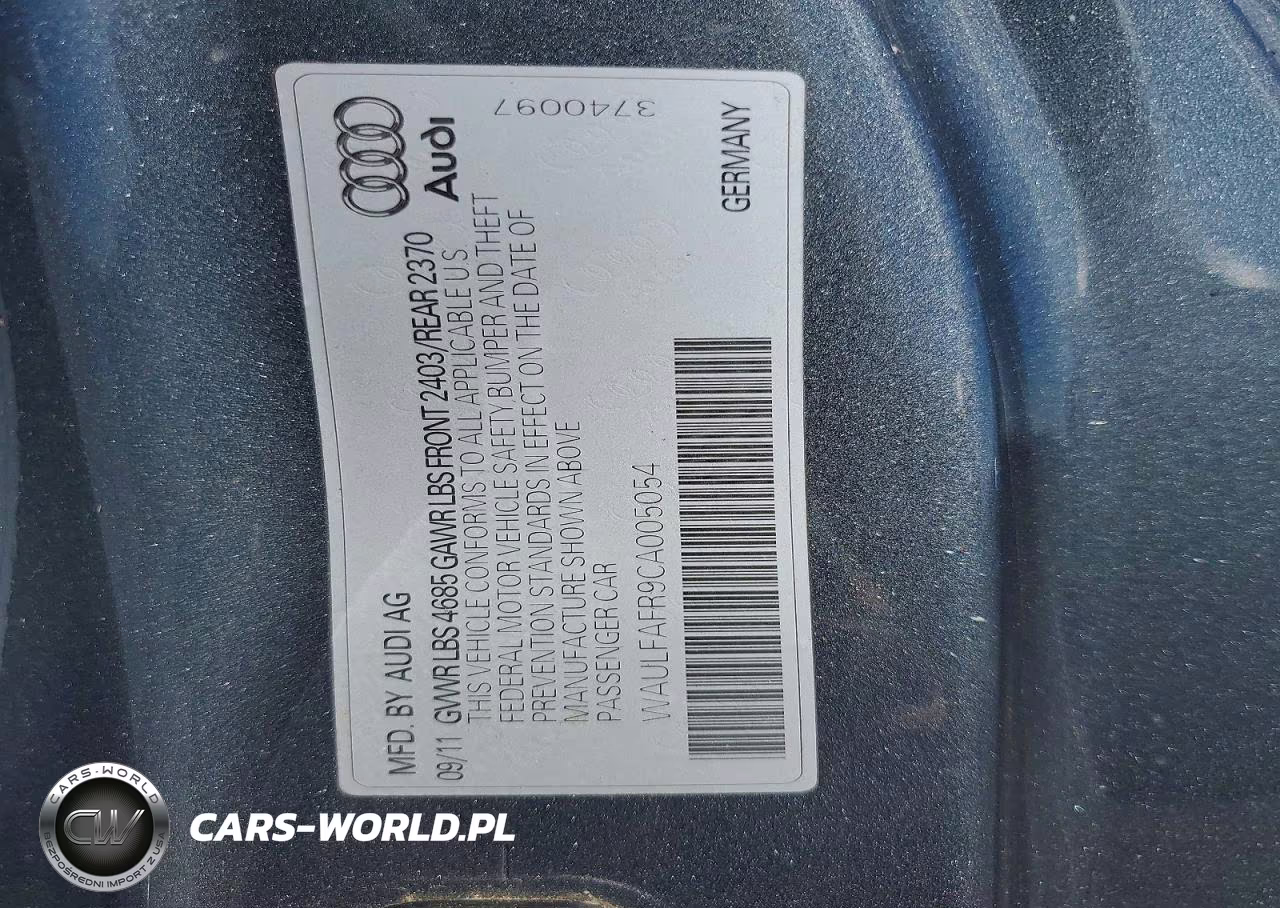 2012 Audi A5 Premium Plus VIN:WAULFAFR9CA005054 - 12