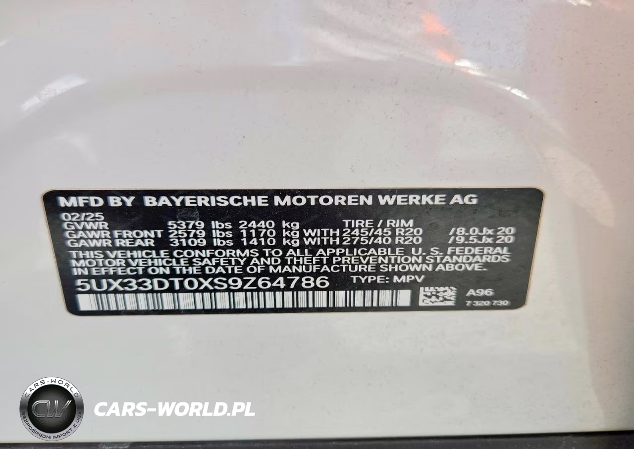 2025 BMW X4 xDrive30I VIN:5UX33DT0XS9Z64786 - 14