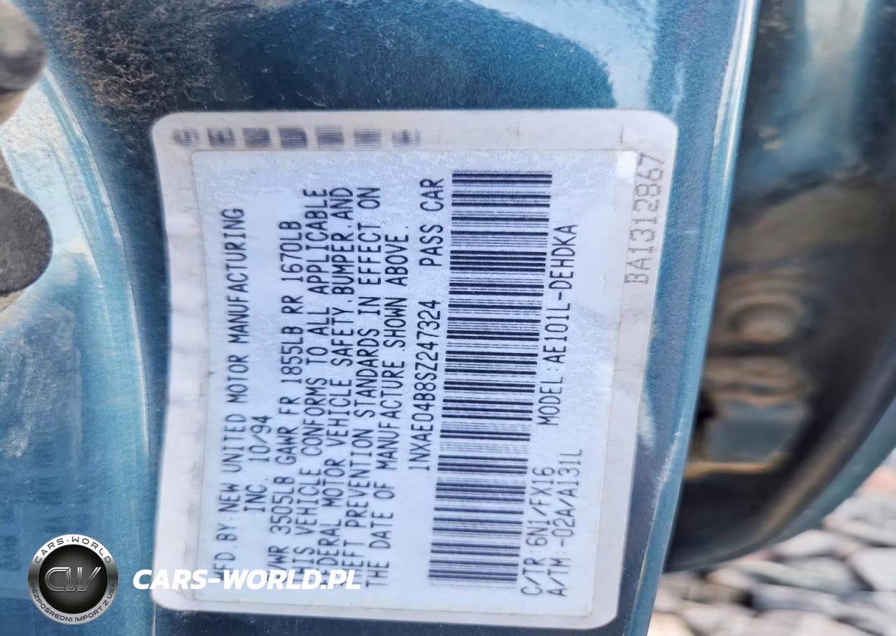1995 Toyota Corolla Base VIN:1NXAE04B8SZ247324 - 12