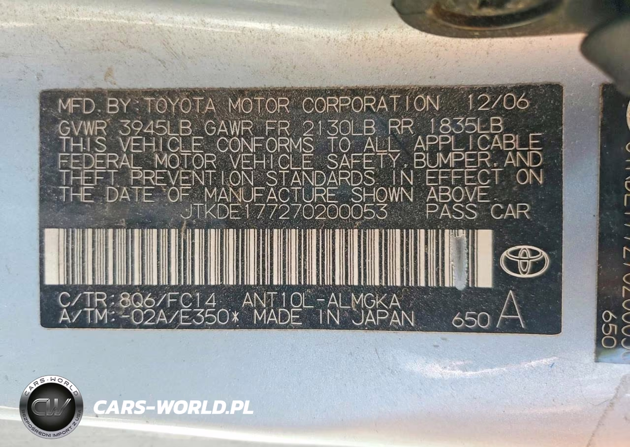 2007 Scion Tc Base VIN:JTKDE177270200053 - 13