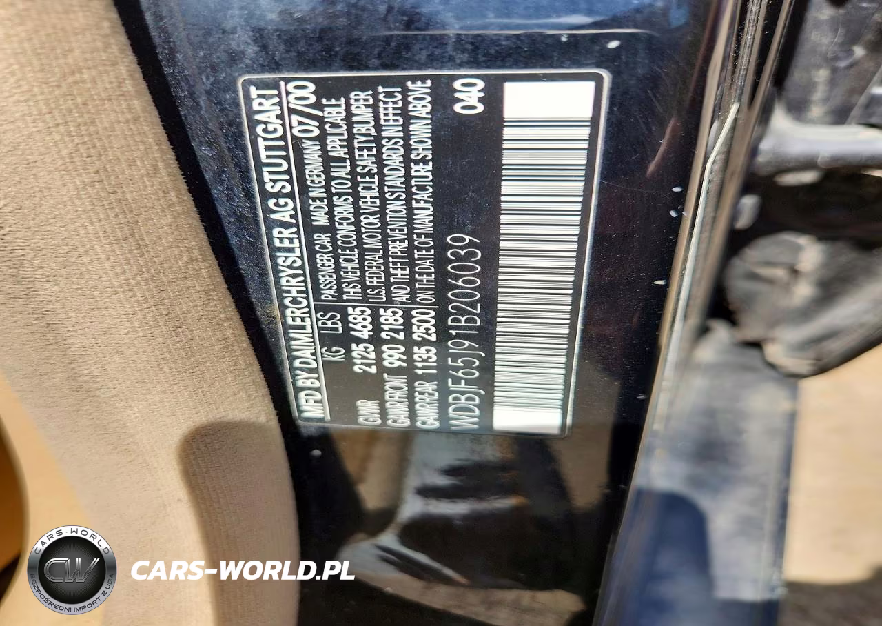 2001 Mercedes-Benz E 320 VIN:WDBJF65J91B206039 - 12