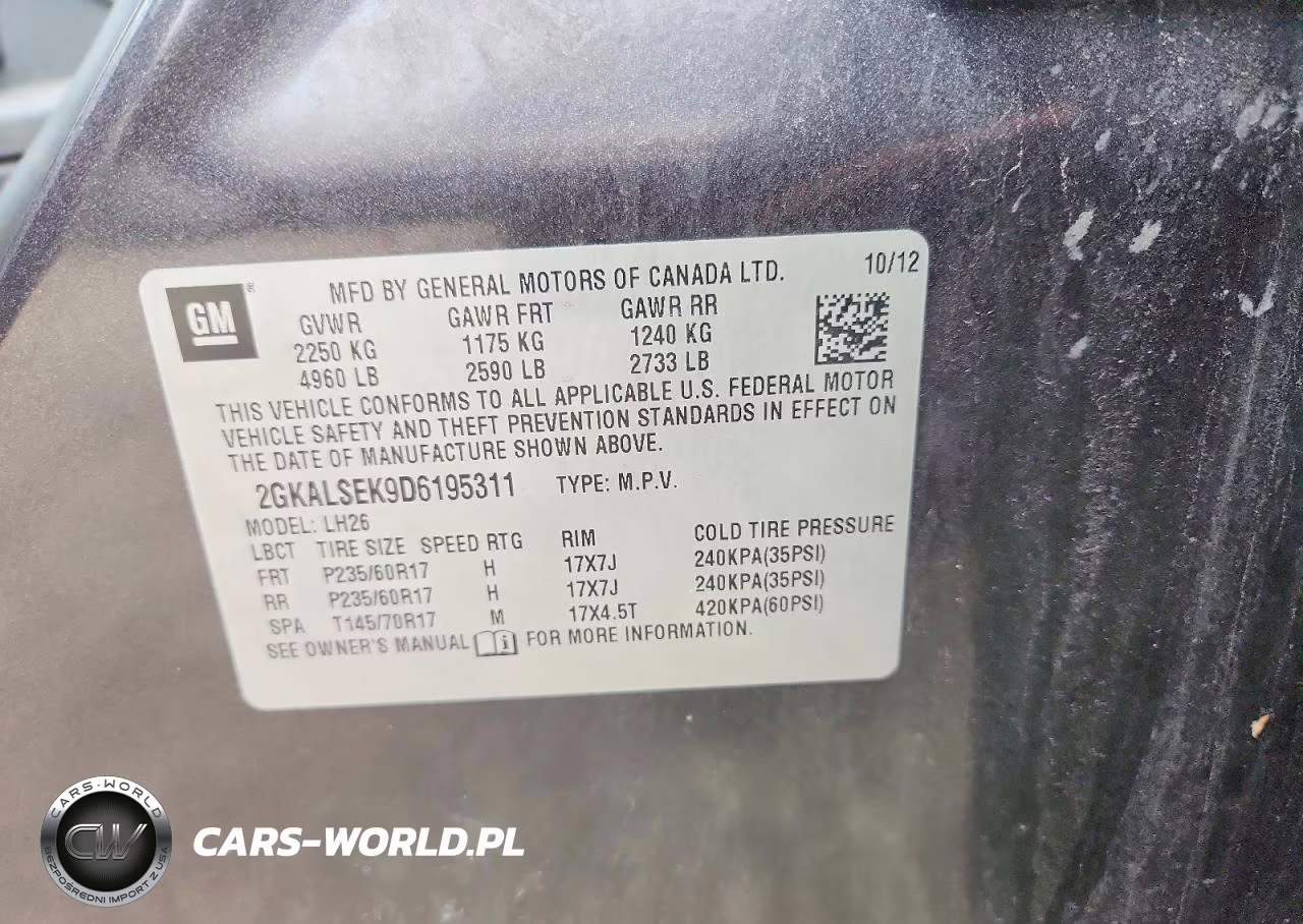 2013 GMC Terrain Sle VIN:2GKALSEK9D6195311 - 14