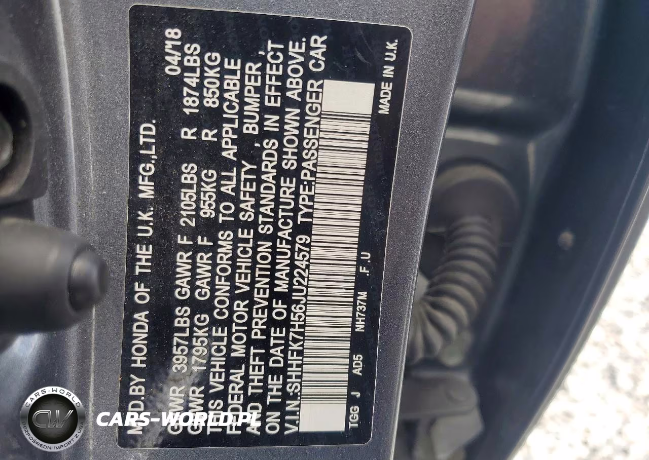 2018 Honda Civic Ex VIN:SHHFK7H56JU224579 - 13