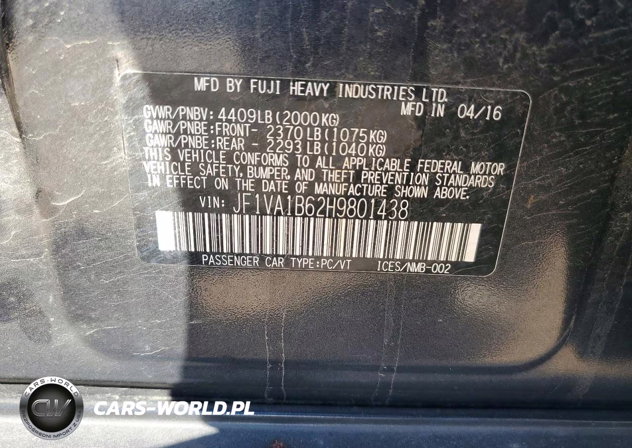 2017 Subaru Wrx VIN:JF1VA1B62H9801438 - 12