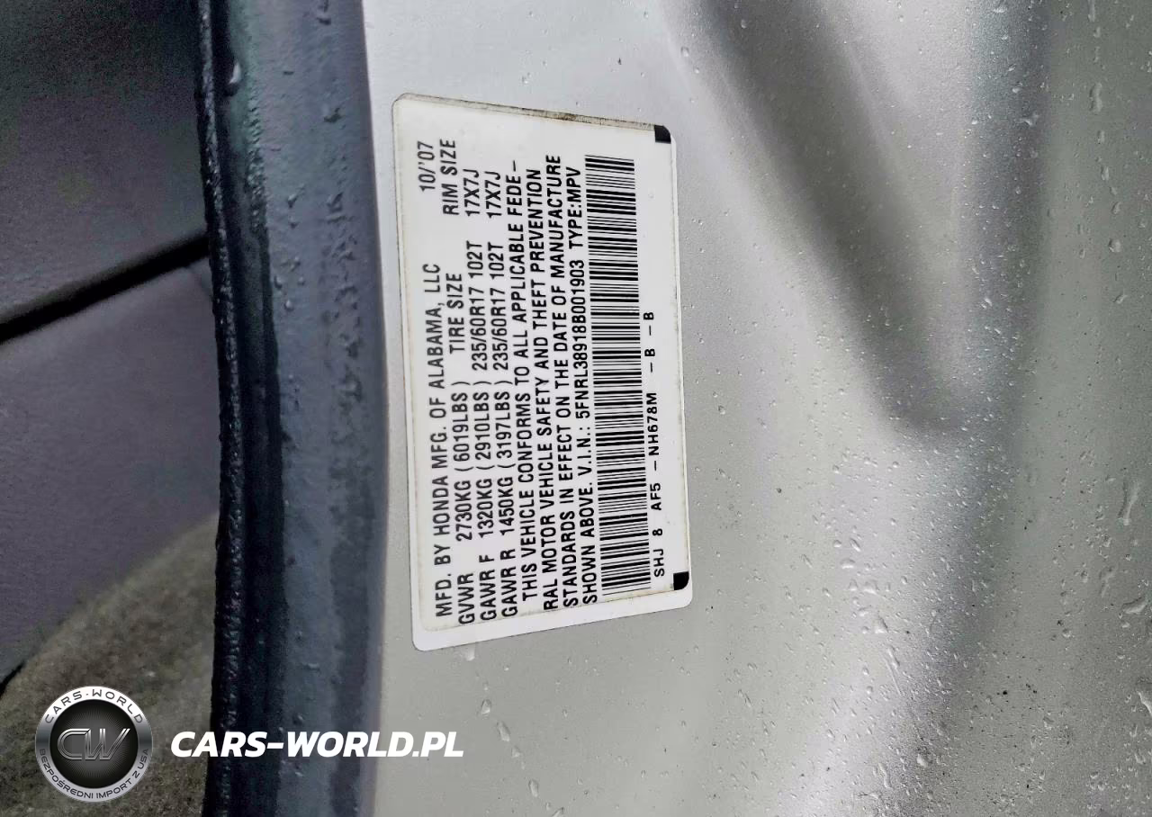 2008 Honda Odyssey Touring VIN:5FNRL38918B001903 - 13