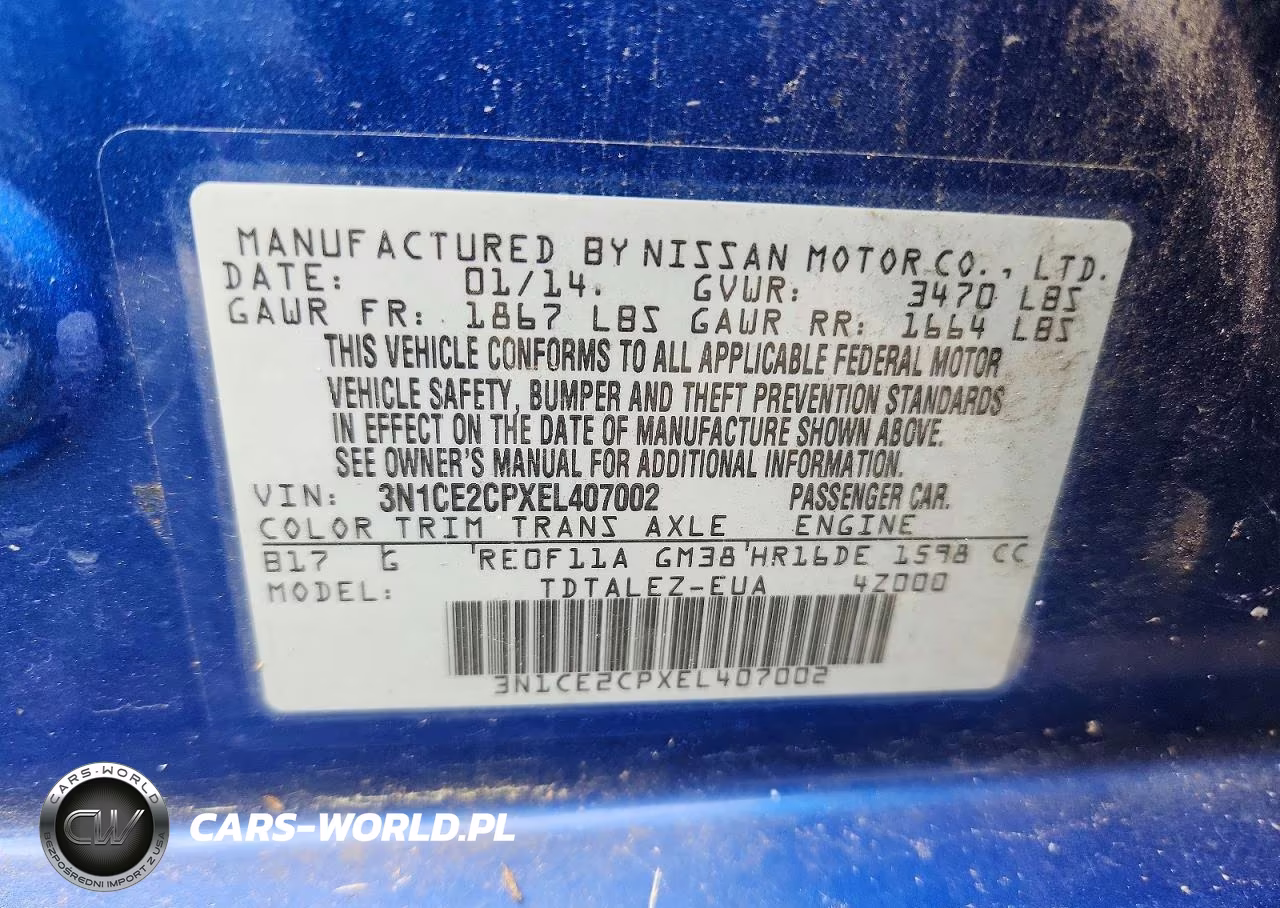 2014 Nissan Versa Note Sv VIN:3N1CE2CPXEL407002 - 12