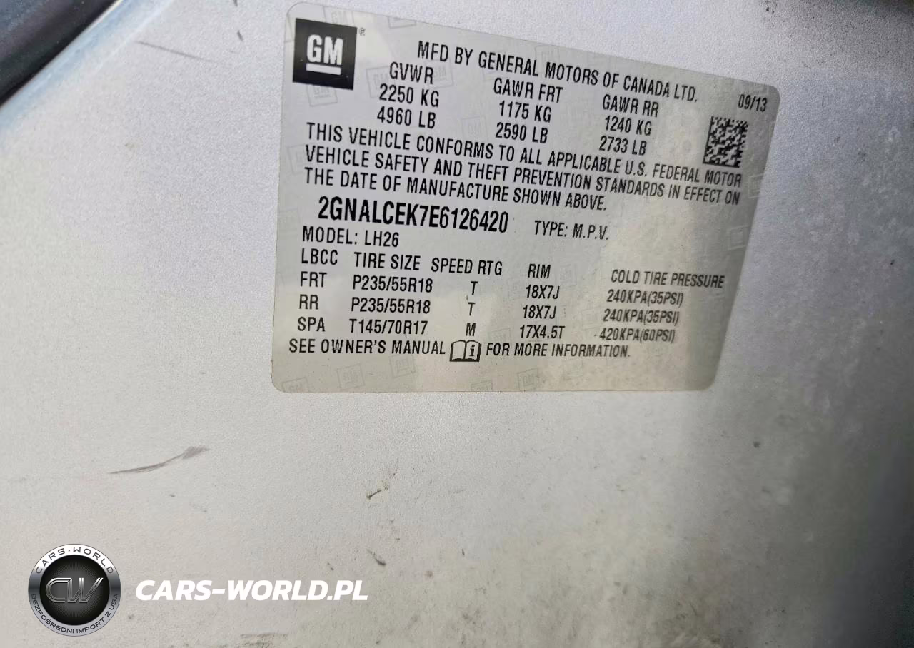 2014 Chevrolet Equinox Lt VIN:2GNALCEK7E6126420 - 13