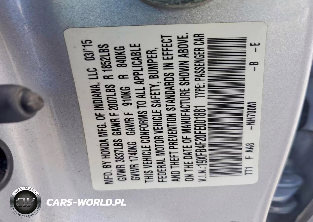 2015 Honda Civic Hybrid VIN:19XFB4F20FE001881 - 12
