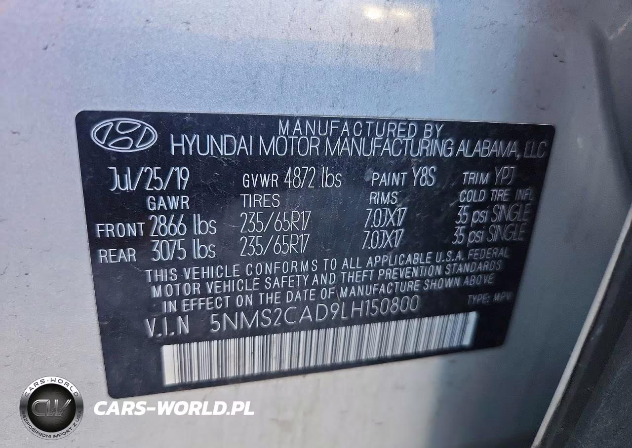 2020 Hyundai Santa Fe Se VIN:5NMS2CAD9LH150800 - 13