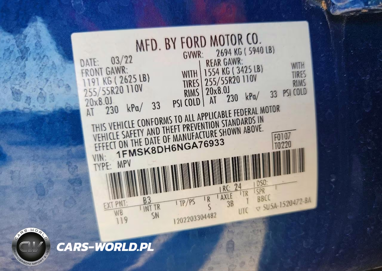 2022 Ford Explorer Xlt VIN:1FMSK8DH6NGA76933 - 14