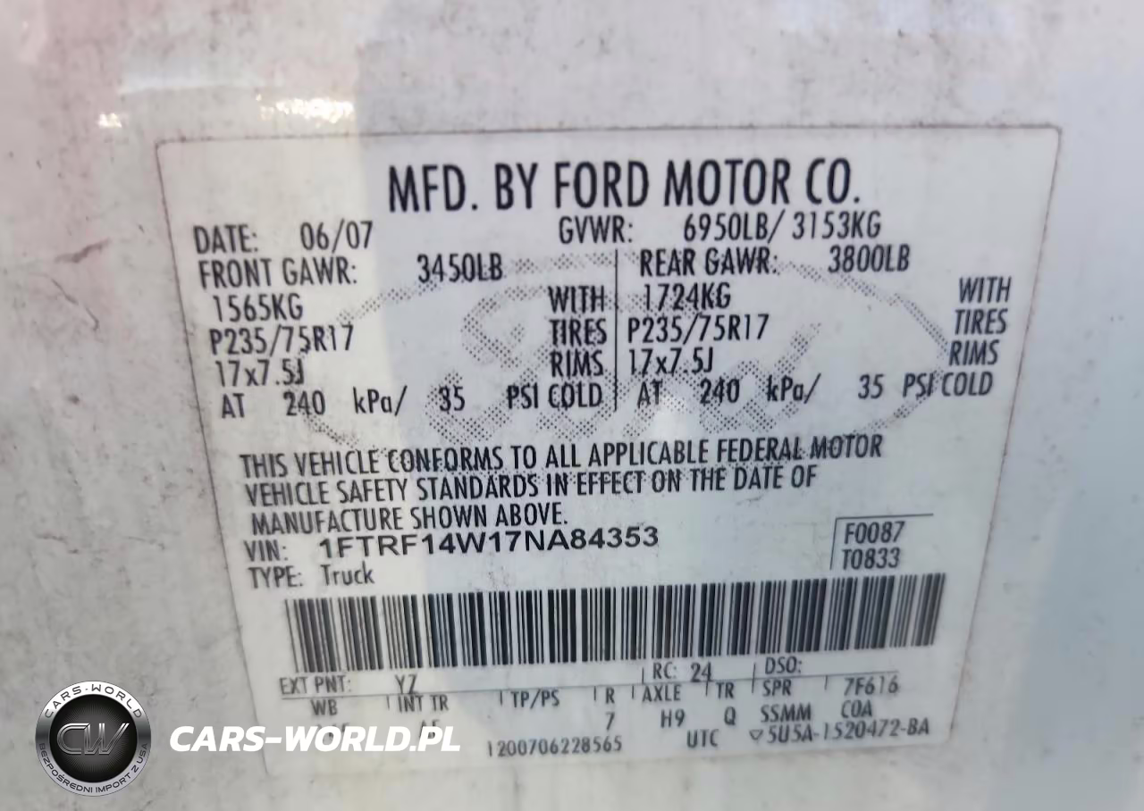 2007 Ford F150 VIN:1FTRF14W17NA84353 - 12