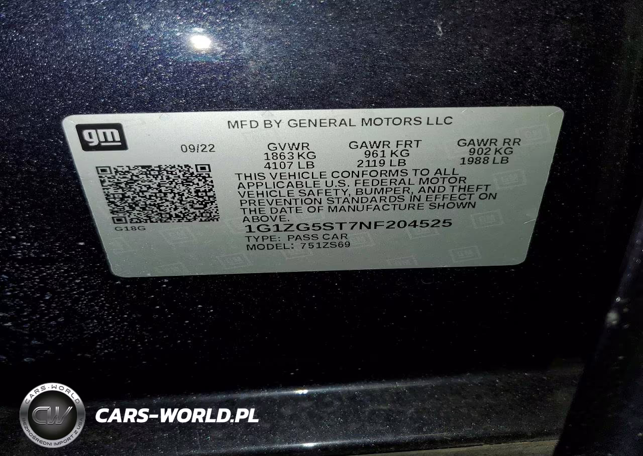 2022 Chevrolet Malibu Rs VIN:1G1ZG5ST7NF204525 - 12