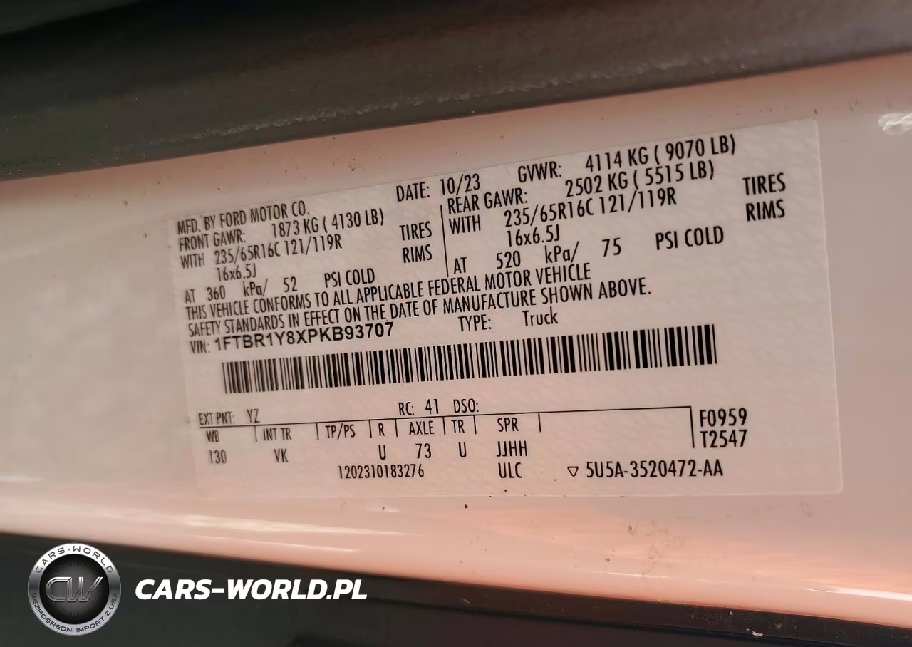 2023 Ford Transit T-250 VIN:1FTBR1Y8XPKB93707 - 13