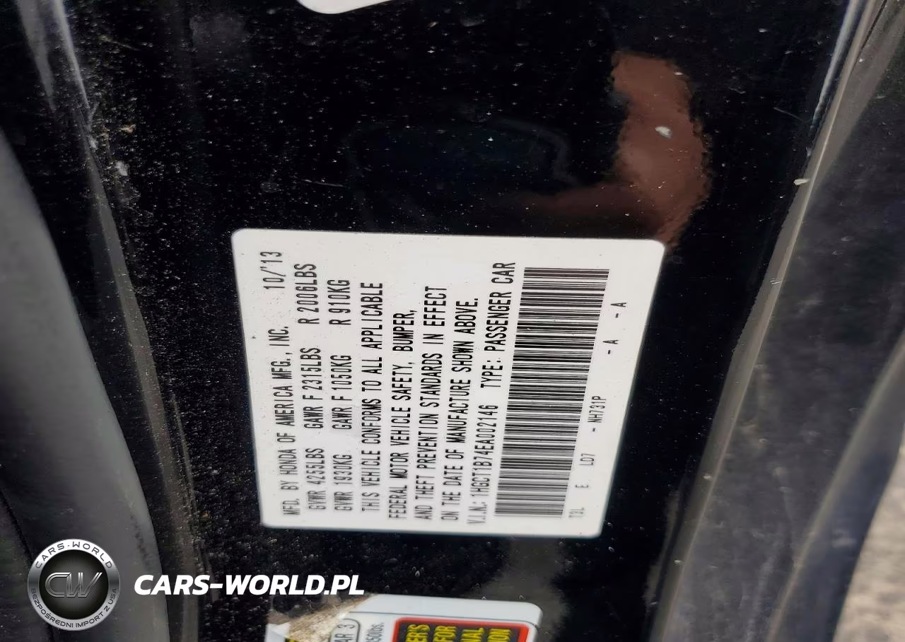 2014 Honda Accord Ex VIN:1HGCT1B74EA002146 - 12