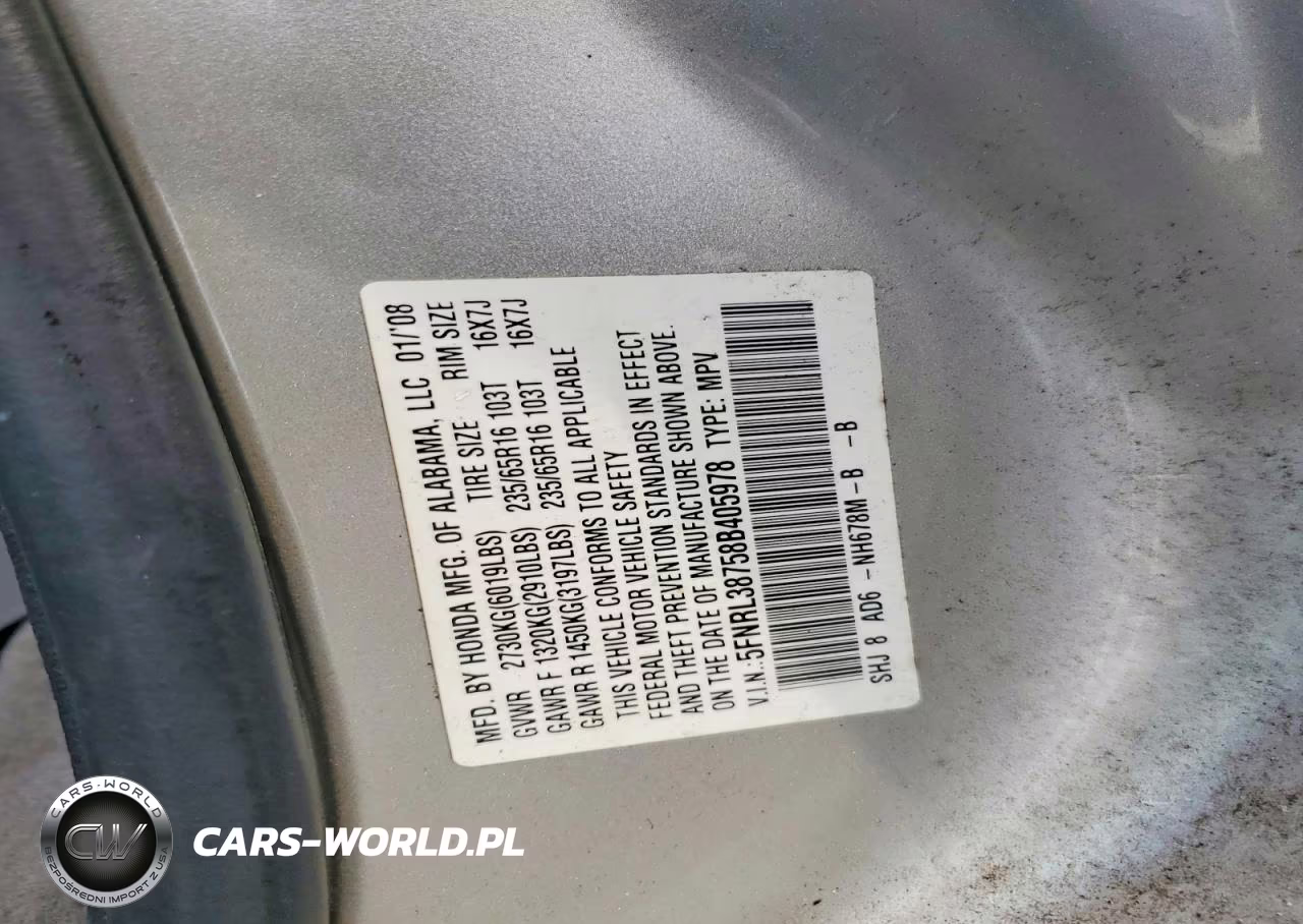 2008 Honda Odyssey Exl VIN:5FNRL38758B405978 - 13