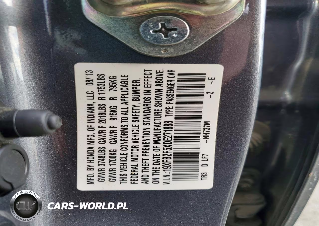 2013 Honda Civic Lx VIN:19XFB2F5XDE271888 - 13