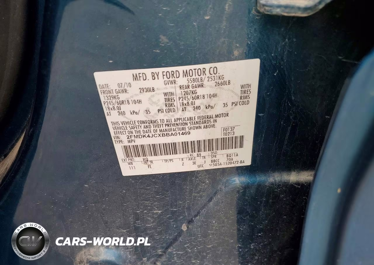 2011 Ford Edge Sel VIN:2FMDK4JCXBBA01469 - 13