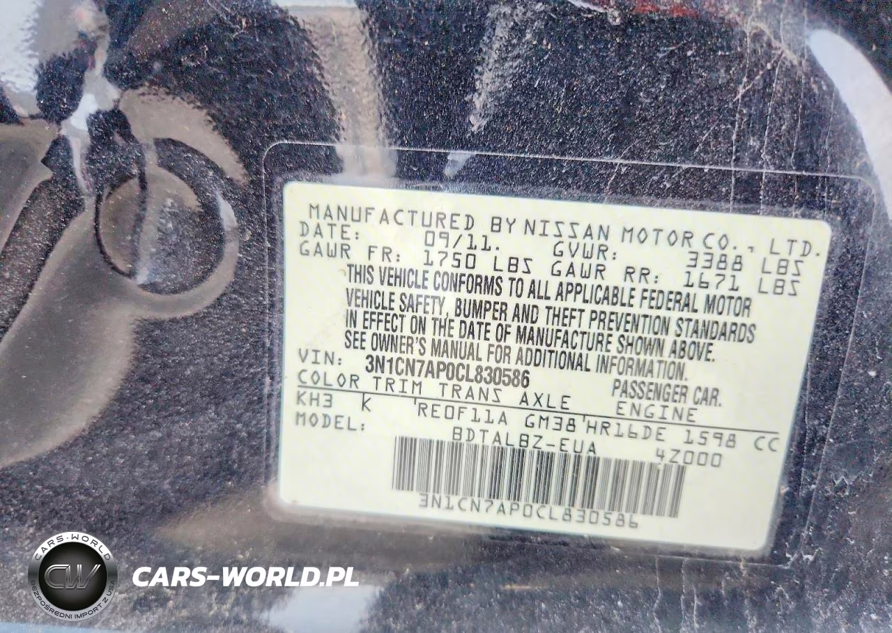 2012 Nissan Versa 1.6 S VIN:3N1CN7AP0CL830586 - 12