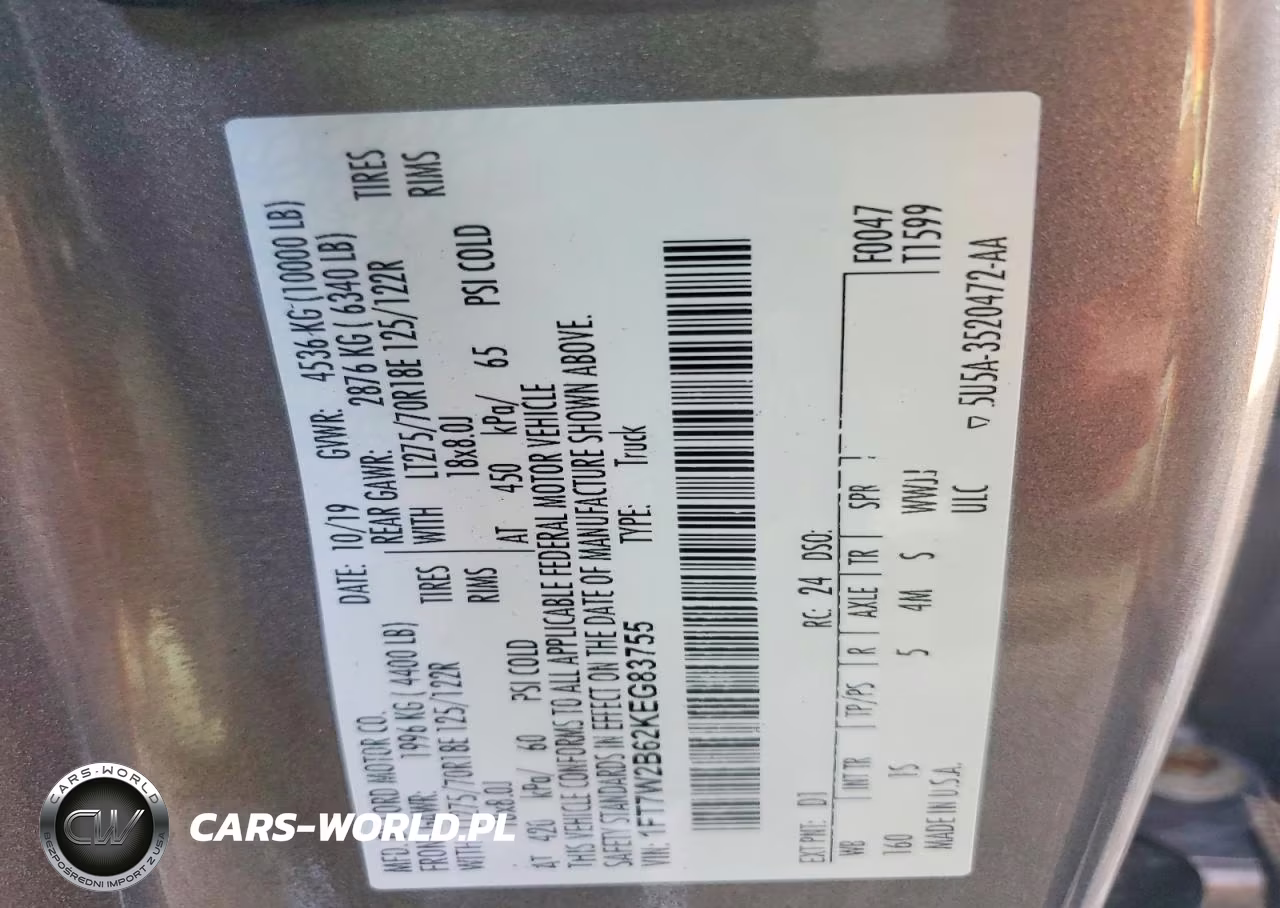 2019 Ford F250 Super Duty VIN:1FT7W2B62KEG83755 - 12