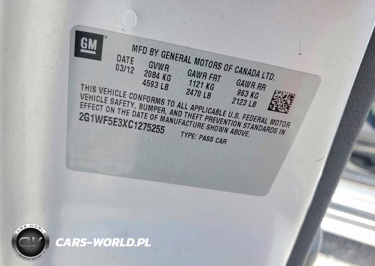 2012 Chevrolet Impala Ls VIN:2G1WF5E3XC1275255 - 12