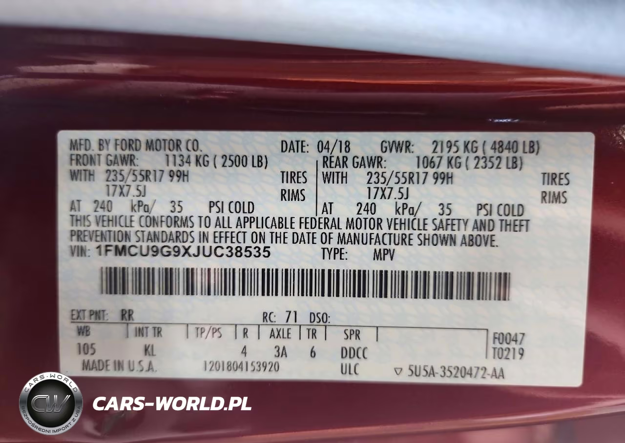 2018 Ford Escape Se VIN:1FMCU9G9XJUC38535 - 13