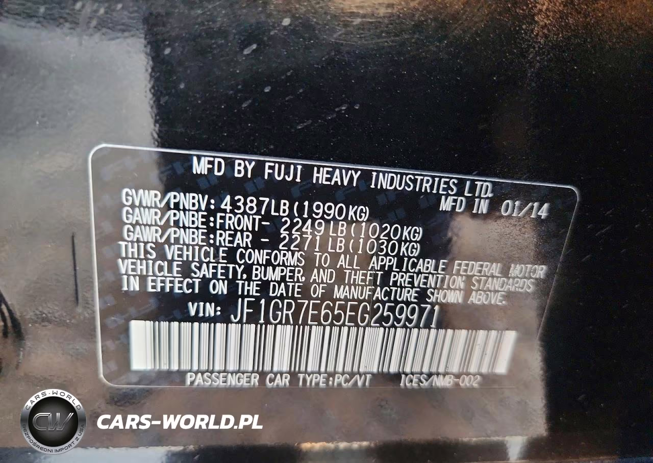 2014 Subaru Impreza Wrx VIN:JF1GR7E65EG259971 - 12