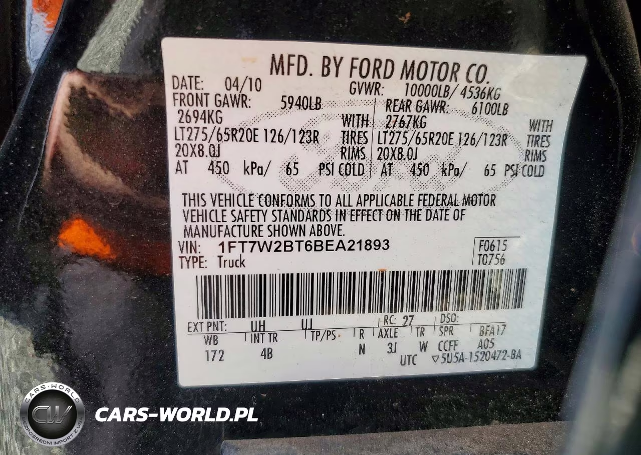 2011 Ford F250 Super Duty VIN:1FT7W2BT6BEA21893 - 12